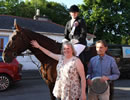 Owners of the Brigg Inn with Cornet's Lass Catherine Walker on Brydekirk Ride out