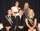 2013 RoM Principals. Front row left to right, Cornet Gary Williamson, Shirely Clarke and Cornet's Lass Catherine Walker. Back row, Standard Bearer Hannah Millar and Queen of the Border Alix Johnston.