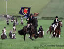 Cavalcade of horse having a canter across  fields